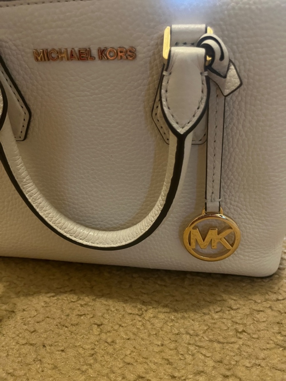 Michael Kors White Leather Mini Satchel with Gold Hardware - Picture 3 of 8